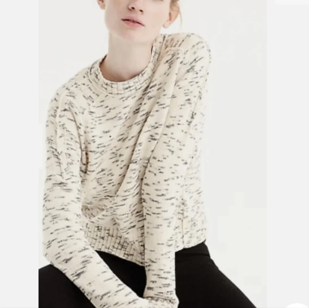 J. Crew Speckled Cotton Sweater Large Ivory Charcoal